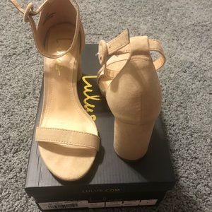 Lulu’s Audrina Suede Ankle Strap Heels